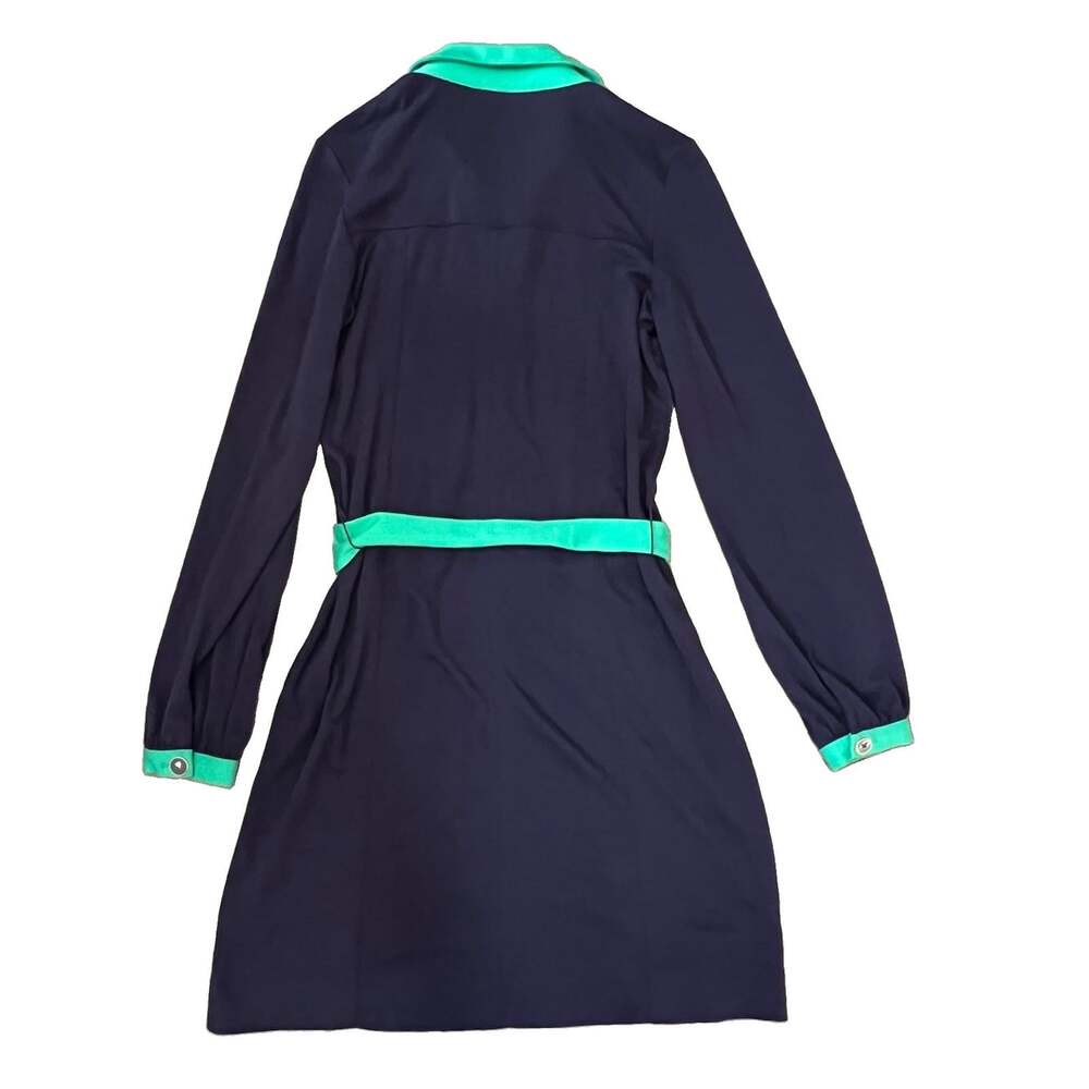 Lilly Pulitzer Knit Long Sleeve Dress Size Medium Belt Blue Green Gold Career - Picture 3 of 9